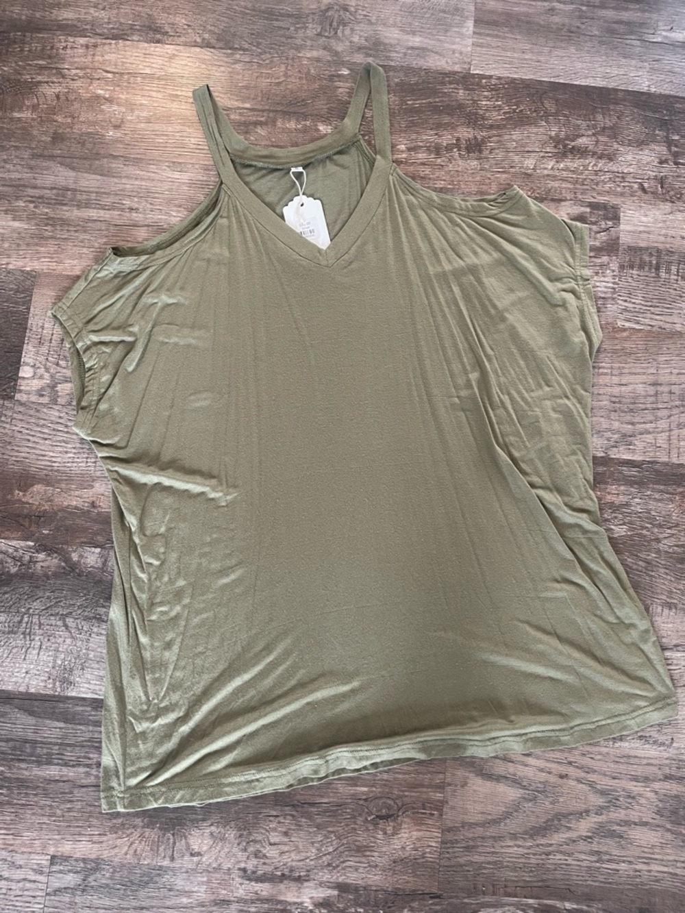 Olive Cold-Shoulder V-Neck Women's Top